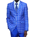 Sky-blue Checked Slim-fit Suit