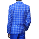 Sky-blue Checked Slim-fit Suit