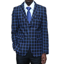 Checked Slim-fit Navy Blue Suit