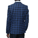 Checked Slim-fit Navy Blue Suit