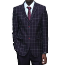 Dark Maroon Slim-fit Checked Suit