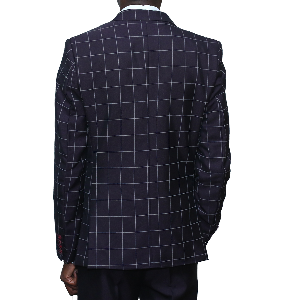 Dark Maroon Slim-fit Checked Suit