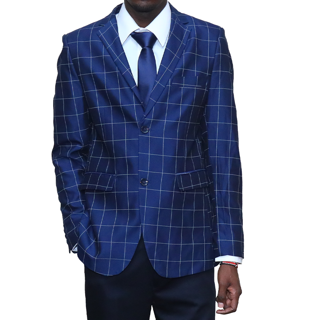 Royal Blue Checked Slim-fit Suit