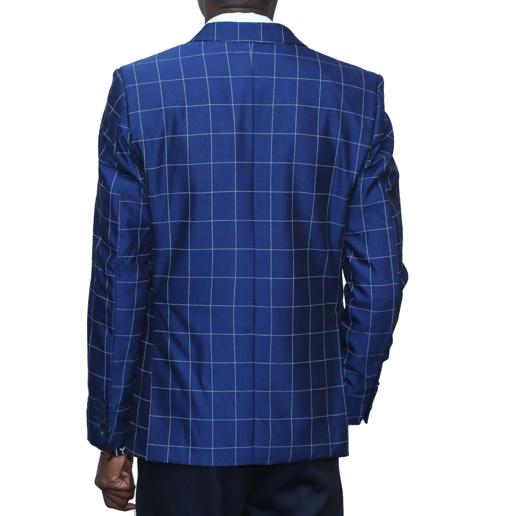 Royal Blue Checked Slim-fit Suit