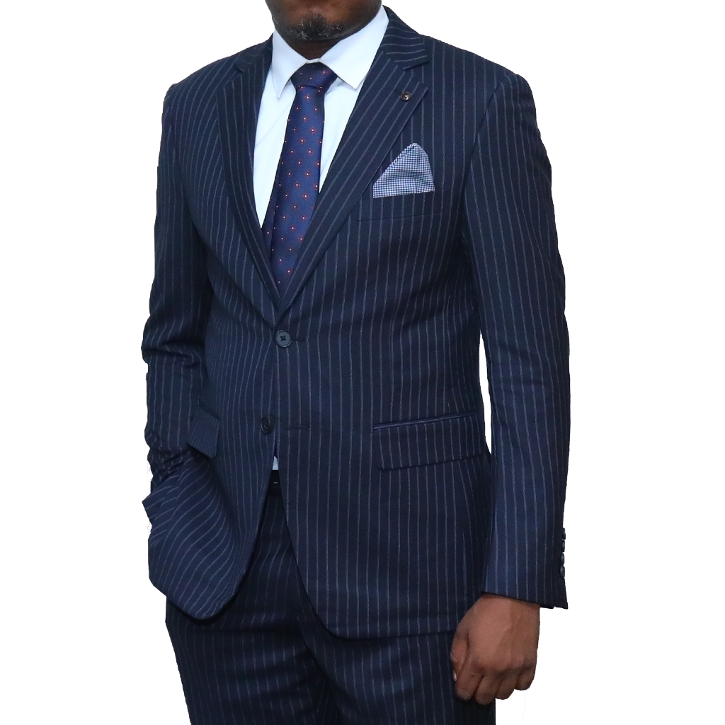 Pin Stripped Navy Blue Suit