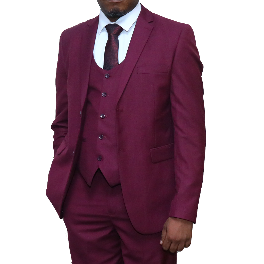 Maroon 3 pc suit Regular Fit