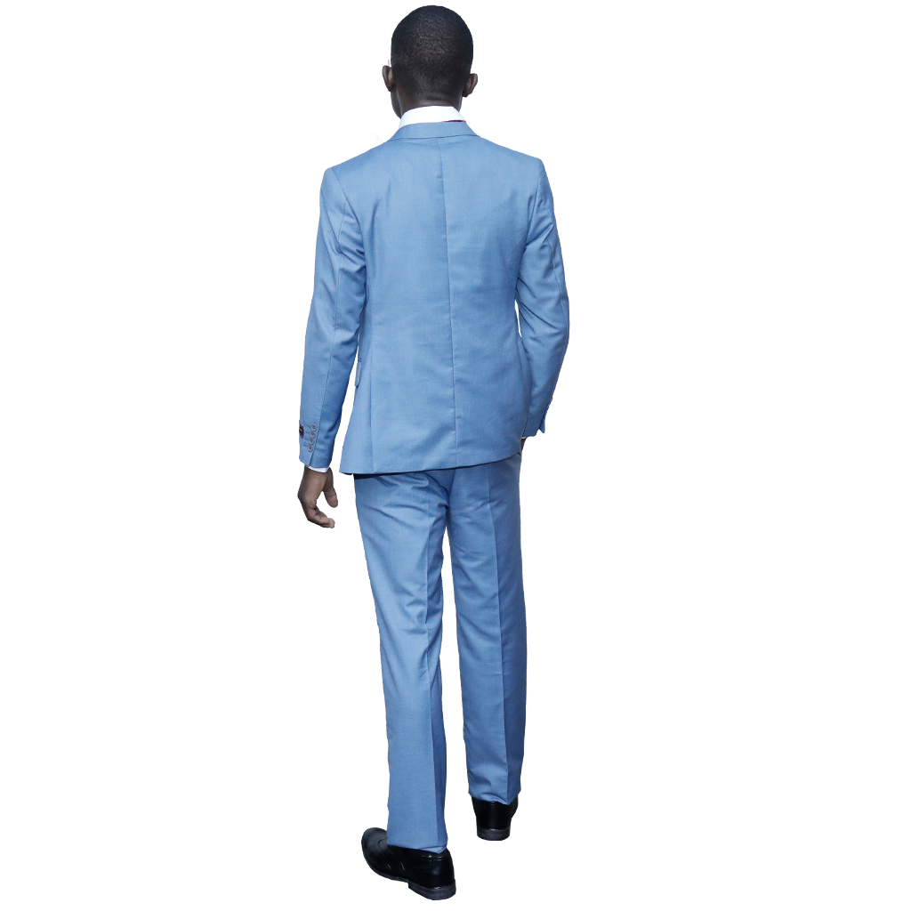 Sky blue 3pc slim-fit suits