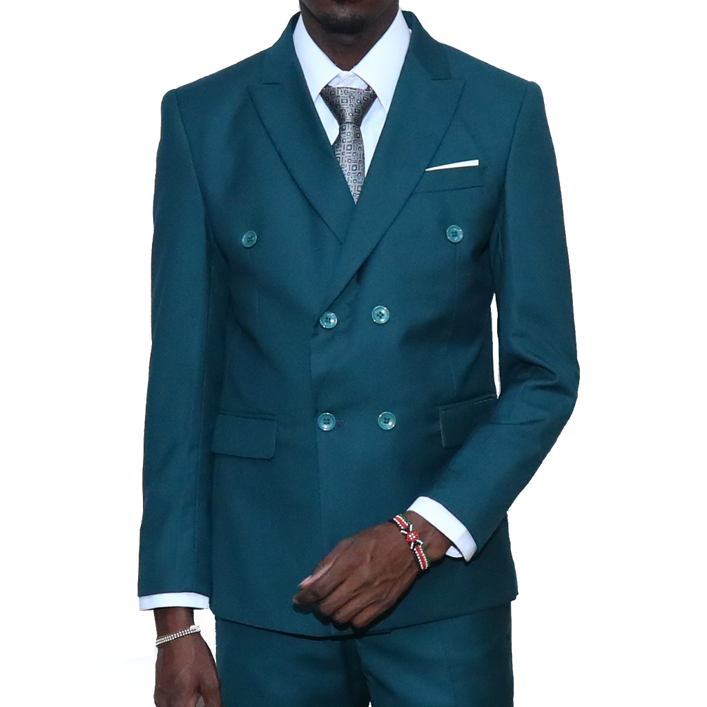 Double Breast Slim-fit Olive Green Suit