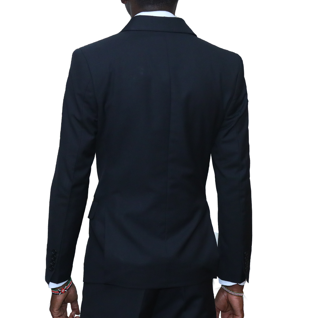 Slim-fit Double Breast Black Suit