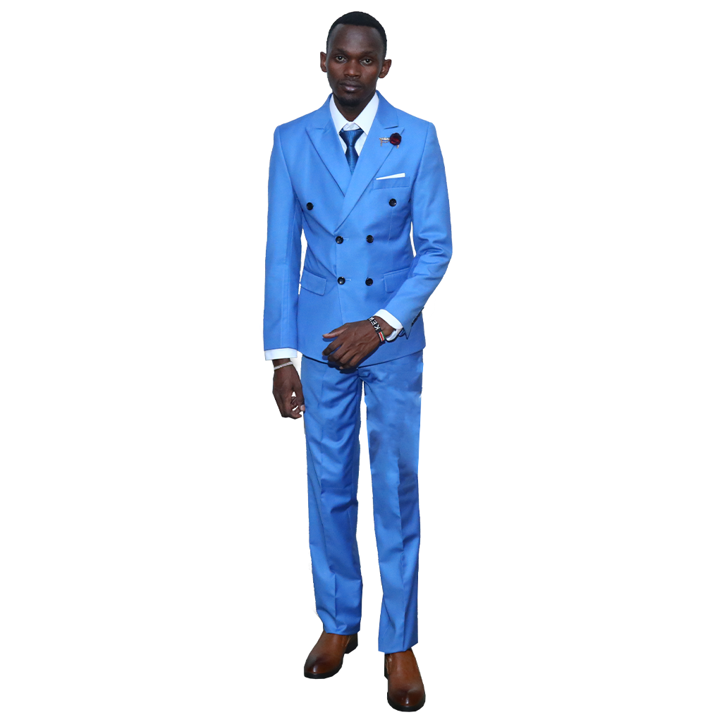 Double Breast Slim-fit Sky Blue Suit