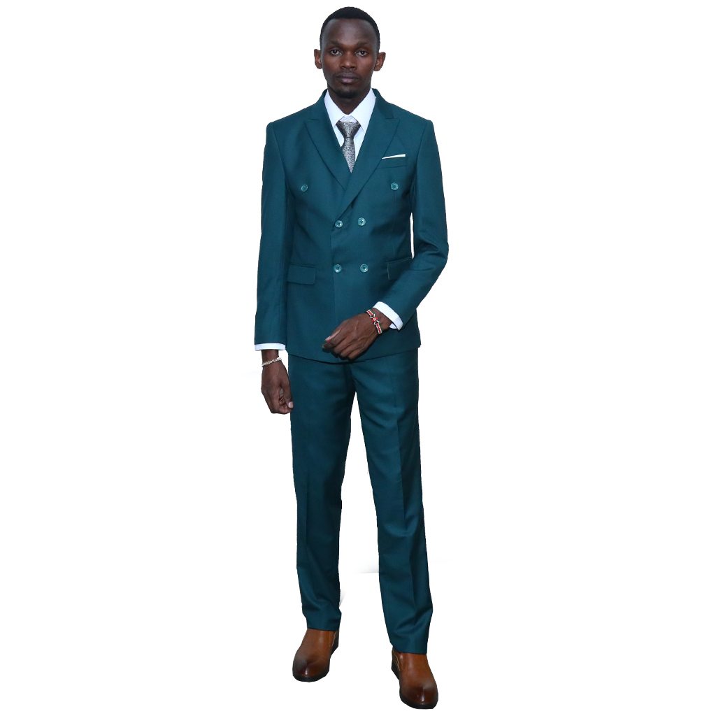 Double Breast Slim-fit Olive Green Suit