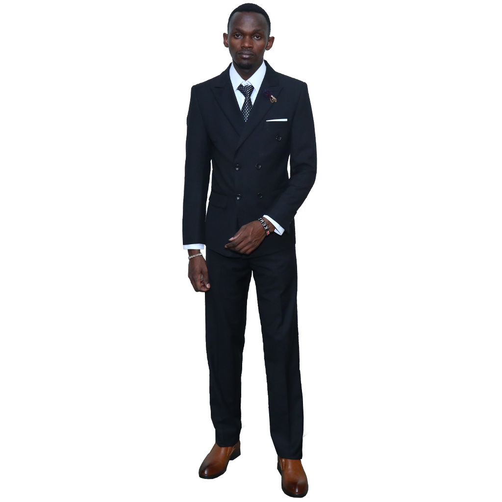 Slim-fit Double Breast Black Suit