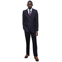 Dark Maroon Slim-fit Checked Suit