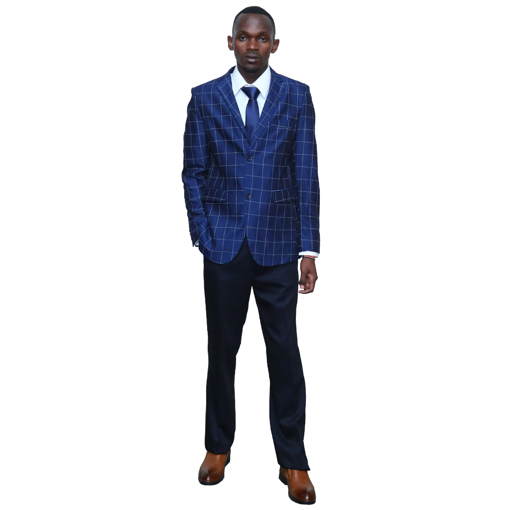 Royal Blue Checked Slim-fit Suit