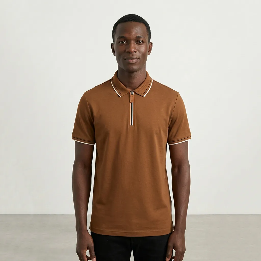 T-Shirt Fashion Zipped Polo 2XL/3XL