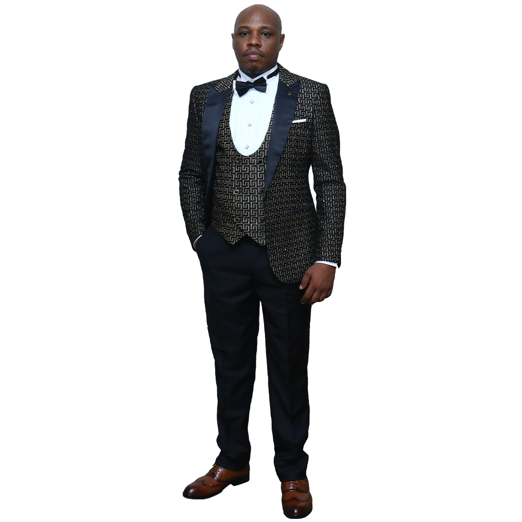 Black and Gold Tuxedo Suit