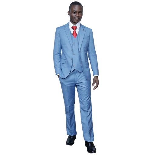 Sky blue 3pc slim-fit suits