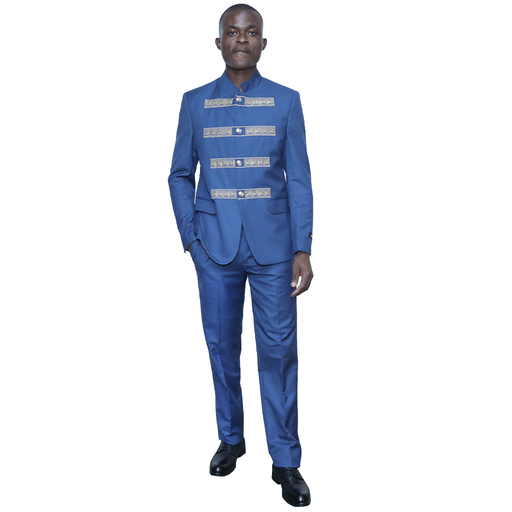 Designer blue Kaunda suit 
