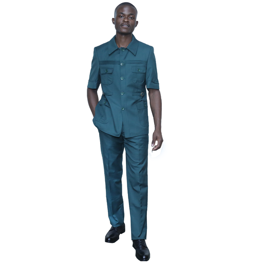 Short sleeve Kaunda suit jungle green